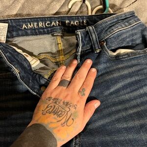 American Eagle Outfitters Men's Dark Blue Skinny Jeans